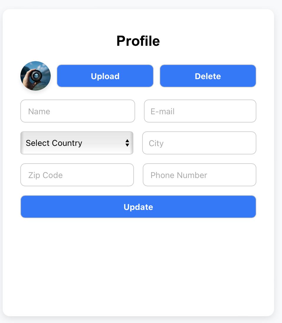 React Profile Form preview