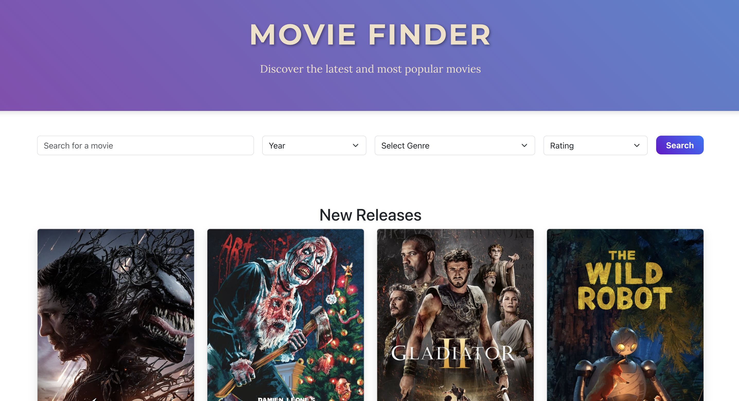 Movie Finder website preview