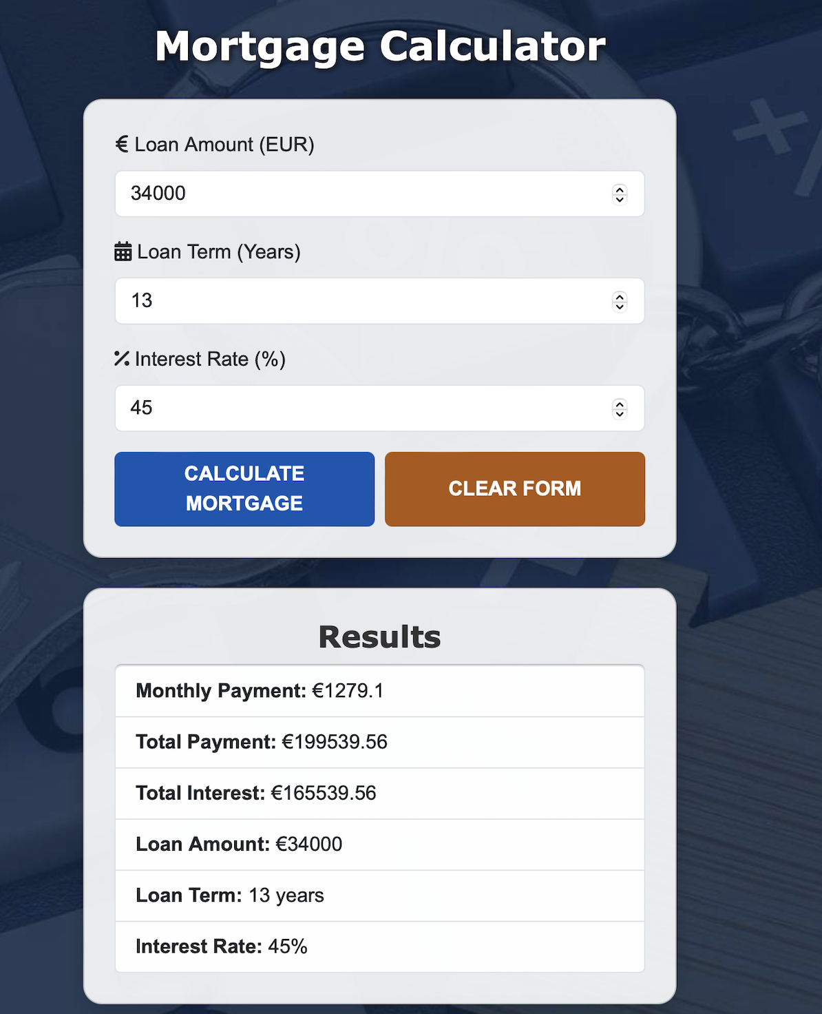 Mortgage Calculator preview